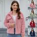 Women's Autumn/Winter Fluffy Ribbed Cardigan – Short Cropped Lapel Jacket | Soft Polyester Fleece | 4 Trendy Colors | S-XXL_ecoleips.com