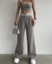 Women's New Style Hot Girl Outer Wear Sports Vest Tube Top Contrast Color High Waist Wide Leg Trousers Casual Suit_ecoleips.com