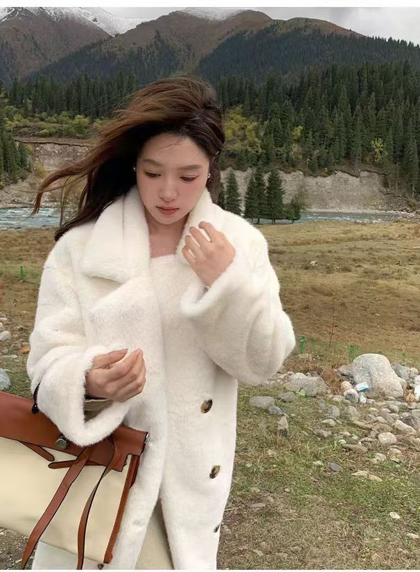 Autumn And Winter New Imitation Rabbit Fur Thickened Warm Temperament Extended Plush Coat Fluffy Jacket Suit Collar_ecoleips.com