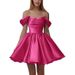 New One Shoulder Prom Evening Dress 2025 Summer Short Pleated Strapless Party Adult Dress_ecoleips.com