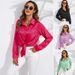 Verve 2025 Spring And Autumn Women's Solid Color Satin Long Sleeve Blouse_ecoleips.com