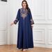 Women's Elegant Ethnic Style Solid Color Long Robe with Rope Embroidery Fashionable Evening Gown Long Sleeved Dress_ecoleips.com