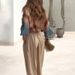 Women's Clothing autumn new positioning printed tops wide leg pants two piece set_ecoleips.com
