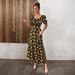 2026 Summer European And American Women's Fashion Square Neck Puff Sleeve French Floral With Fishbone Hem For Vacation_ecoleips.com
