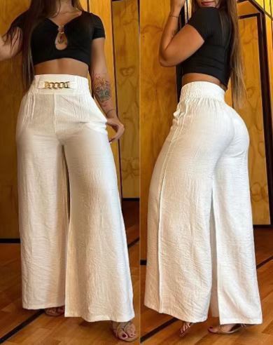 Women’s Clothing new products temperament waist wide leg casual loose trousers for women_ecoleips.com