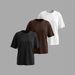 Women's Style Casual Round Neck Short Sleeve Plain Sports Top Loose Three Piece T-Shirt Set Solid Color_ecoleips.com