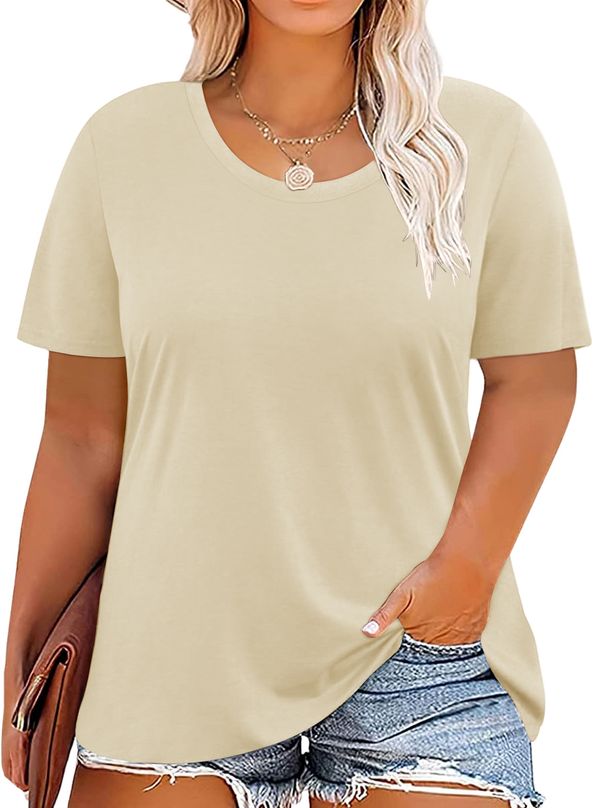 Large Casual Round Neck Pullover Women's T-shirt Single Piece Printed Plus Size Fat Woman Outfit_ecoleips.com