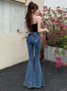K New Arrivals 3D Bow Denim Pants For Women High-Waisted Versatile Slimming Flared Leggings_ecoleips.com