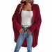 Women's Clothing Solid Color Bat Sleeve Casual Loose Wool Cardigan_ecoleips.com