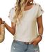 Women's Clothing Solid Color Round Neck Button Short Sleeved T-Shirt Spring Summer New Style American Hollow Top_ecoleips.com