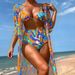 Women's Clothing Sexy Bikini Beach Swimsuit For Women Printed Mesh Three Piece Style Swimwear Quick-Dry Polyester, Modest Coverage_ecoleips.com