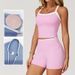 Nude Color Block Cross Back Yoga Set Tight Fitting Women's Sportswear Fitness Running Outfit_ecoleips.com