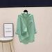 Women's Clothing Printed Long Sleeved Shirt For Women Spring And Autumn Literary Loose Simple Mid Length Cardigan Shirt_ecoleips.com