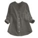 2022 Spring And Autumn New Cotton-Linen Buttoned V-Neck Long-Sleeve Shirt_ecoleips.com