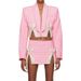 High-End For Women 2025 Light Beaded Rhinestone Bowknot Houndstooth Jacket And Skirt Two-Piece Set_ecoleips.com