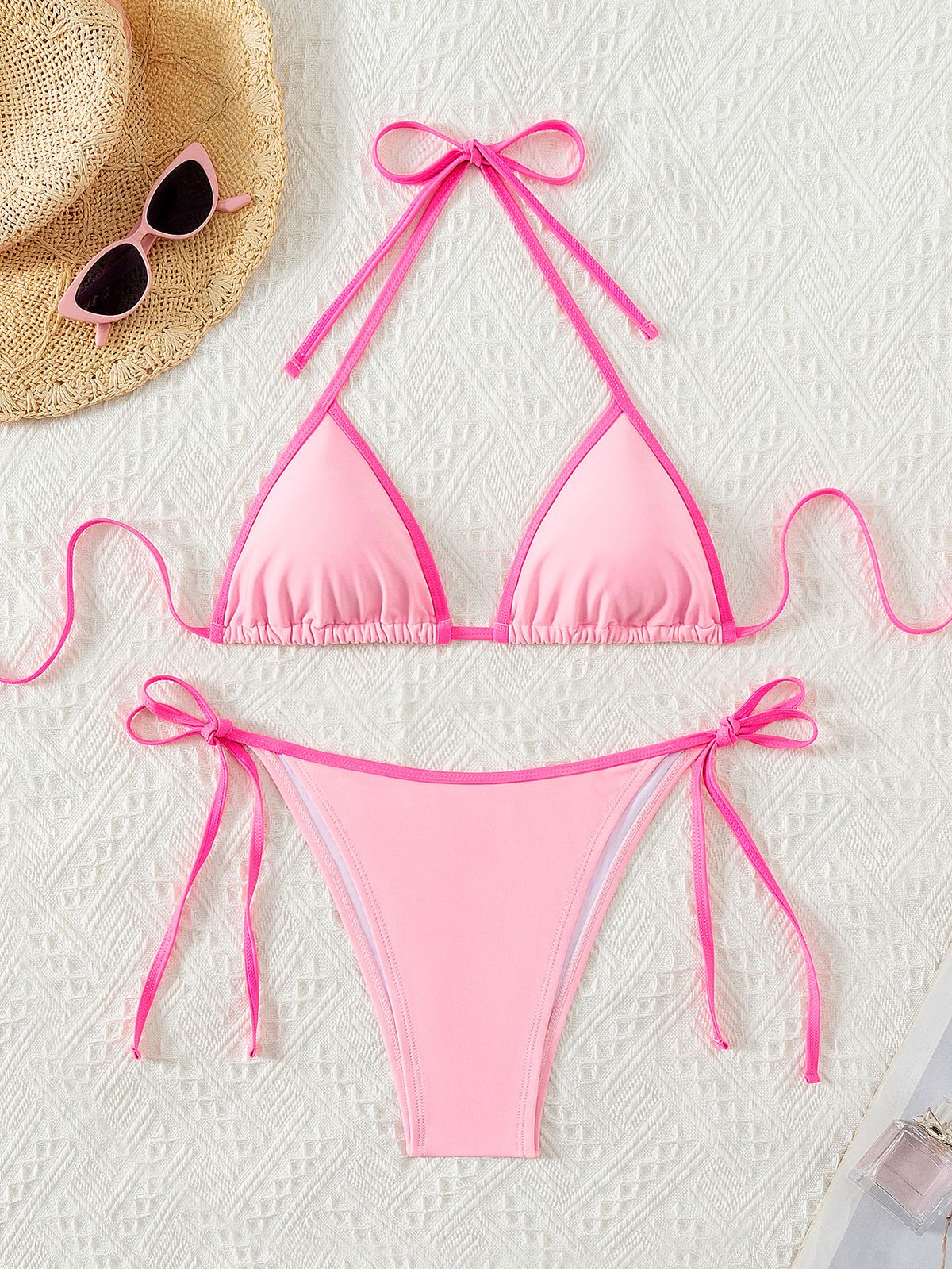 Women's Clothing Blue And White Porcelain Print Lace Up Sexy Bikini Split Swimsuit_ecoleips.com
