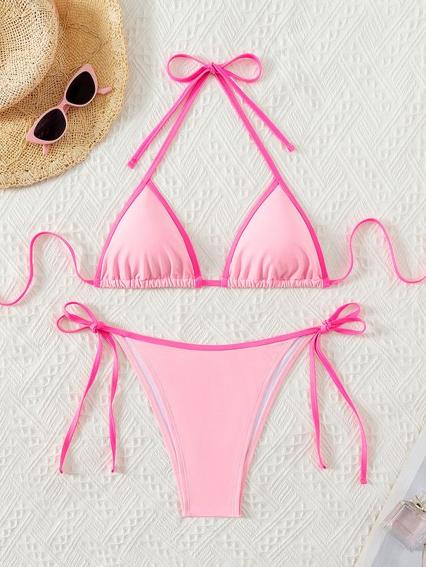 Women's Clothing Blue And White Porcelain Print Lace Up Sexy Bikini Split Swimsuit_ecoleips.com