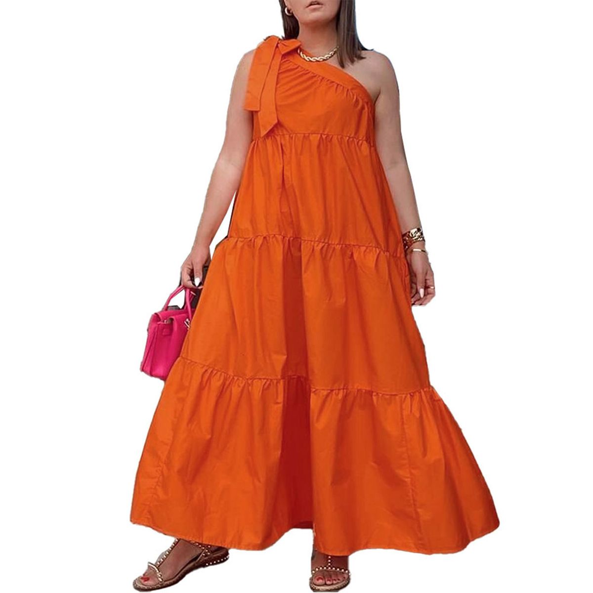 Women's Clothing Sexy Strappy Off Shoulder Dress With Large Skirt_ecoleips.com