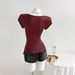 2026 Summer New Women's Wear V Neck Button Up Short Sleeved Top, Stylish, Elegant And Comfortable_ecoleips.com