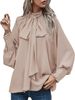 Aria Basics Aria Basics European And American Cross-border Bestseller: Round-neck, Bow-tie, Button-up, Lace-up, All-season Long-sleeve Women's_ecoleips.com