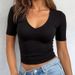 Summer Women's Slim Fit T-Shirt U-Neck Five Sleeve Solid Color European American Style Top for Export_ecoleips.com