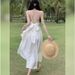 Sanya Travel Outfit Internet Celebrity Spaghetti Strap Backless Summer Slimming White Fairy Vacation Beach Dress_ecoleips.com