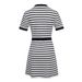 Women's Clothing Spring And Summer New French Round Neck Contrast Striped Single Breasted Short Sleeved Temperament Slim Knitted Dress_ecoleips.com