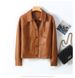 Style New Women's Jacket Short Leather Coat With Turn-down Collar Fashionable Slim Fit Korean Version_ecoleips.com