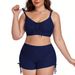 Women's Clothing New 2026 Plus Size Two Piece Swimsuit Solid Color High Waist Slimming Bikini Beachwear For Women_ecoleips.com