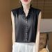 Fashion Lace V-Neck Silky Satin Sleeveless Vest For Women Spring Summer Stylish Blazer Inner Shirt Base Top_ecoleips.com