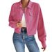 Women's Elegant Slim Fit Corduroy Cardigan Jacket Polo Collar Short Zipper Autumn Winter Ladies Fashion_ecoleips.com