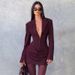 New Autumn/winter Style European And American Women's Clothing, Solid Color, Sexy Deep V Neck, Pleated Waist, Slimming And Elegant Suit Dress._ecoleips.com