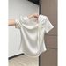 Women's Clothing Women's Style Bow Short Sleeve T-Shirt Pink Stylish Versatile Summer Top For Formal & Casual For Women_ecoleips.com
