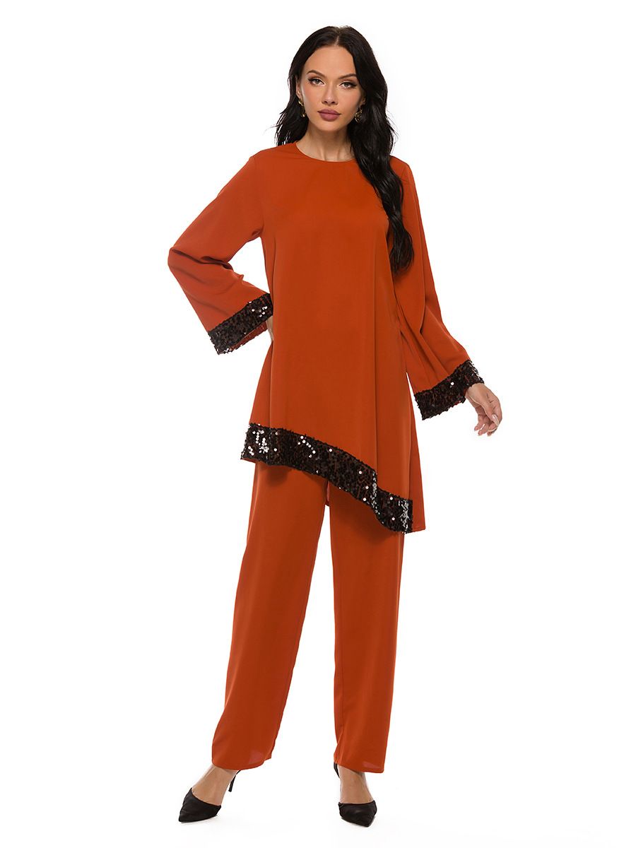 Women's Clothing New Muslim Suit, Irregular Sequin Patchwork Suit, Ethnic Style Girl 21013_ecoleips.com