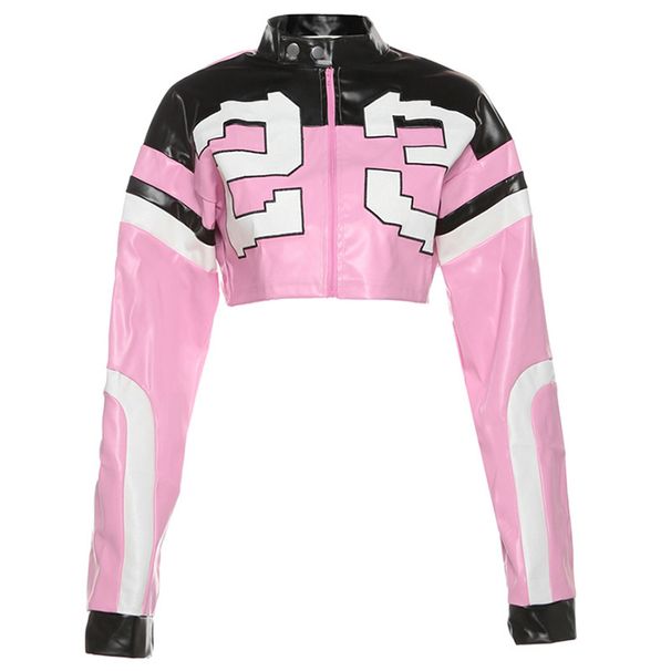 Women's Faux Leather Biker Jacket – Slim-Fit Color-Block Embroidery Jacket (S-XL, 5 Colors)_ecoleips.com
