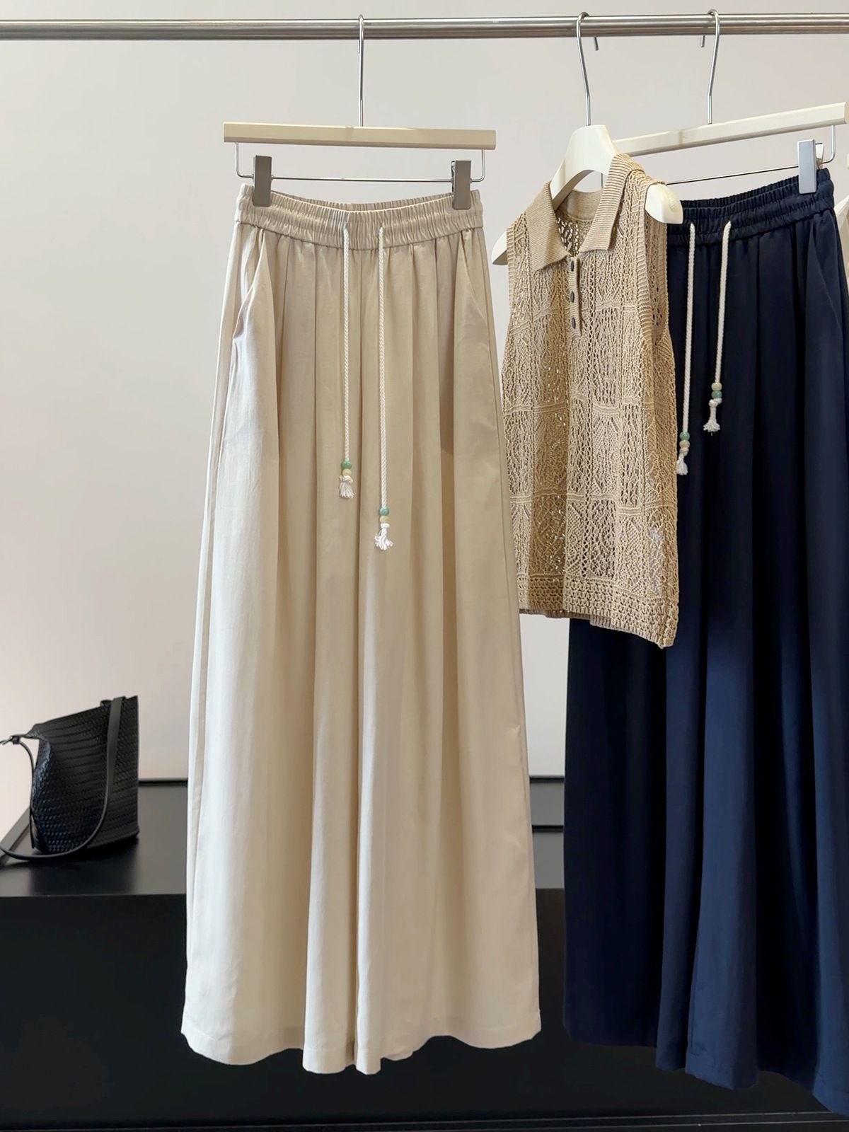 Women's High-Waisted Wide Leg Pants Thin Ice Silk Cotton Linen Loose Slimming Cropped Casual Summer Style 2026_ecoleips.com