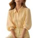 Striped Three Quarter Puff Sleeve Elegant Collared Shirt For Women Bestseller Women's Clothing Tops_ecoleips.com