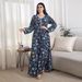Women's Clothing Large Size Women's V Neck Dress Diamond Fashion Printed Southeast Asian Robe Long Skirt_ecoleips.com