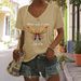Whisper Words Of Wisdom Let It Be Butterfly Print European And American Casual V-neck Women's T-shirt_ecoleips.com