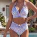Gradient Leopard Print Bikini Feminine European And American Style Tie up Cross Beach Swimsuit Hot Spring Bath Suit_ecoleips.com