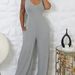 Women's Clothing Solid Color Brushed Pit Stripe V Neck Wide Leg Wide Leg Pants + Lamb Leg Sleeve Cardigan_ecoleips.com