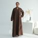 Voya Große Größen Muslim Modest Casual V-Ausschnitt Langarm Maxikleid – Locker Weißes Abaya Für Damen_ecoleips.com