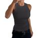 2024 European American Cross-border Independent Site Summer Women's Ribbed Tank Top With Round Neck And Slim Fit_ecoleips.com