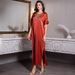 The Ba5140 Dress Features An Orange-Colored Design With Stylish Diamond Embellishments; It's A Long Summer Gown Or Robe._ecoleips.com