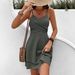 Women's Flowy V-Neck Layered Summer Dress - Soft Polyester Fabric, Olive Green, S/M/L/XL_ecoleips.com