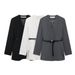 2025 Autumn New Style Women's Mid-Length V-Neck Belted Blazer + High-Waisted Flared Pants Set_ecoleips.com