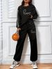 Women's Casual Sportswear Set Letter Print Crew Neck Sweatshirt And Trousers Trendy European American Style 9019 Print New_ecoleips.com