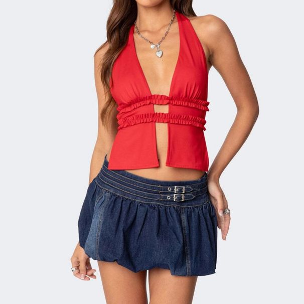 Cross-border 2025 European And Summer New Style American Niche Bud Low Waist Versatile Denim Skirt For Women_ecoleips.com