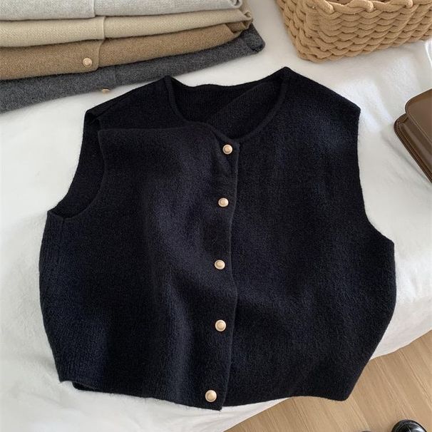 K Vest, Loose Plus Size Knit Sweater, Versatile And Fashionable New Style, Thin Base, Casual. No Accessories_ecoleips.com