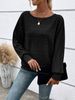 Women's Long Sleeve Round Neck Pullover Top Comfortable Casual Solid Color Stitching Design Autumn Winter New Arrivals_ecoleips.com